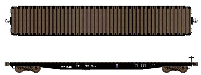 Wheels of Time 40114 HO Scale Gunderson 62' Plain-Deck Flatcar 6-Pack - Ready to Run -- Western Pacific (1964 Built, 1974 Lube Date, black)