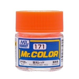 Mr Hobby Paints 171 Lacquer Based Gloss Fluorescent Red 10ml Bottle (6/Bx)