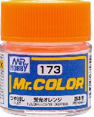 Mr Hobby Paints 173 Lacquer Based Gloss Fluorescent Orange 10ml Bottle (6/Bx)