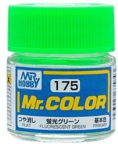 Mr Hobby Paints 175 Lacquer Based Gloss Fluorescent Green 10ml Bottle (6/Bx)