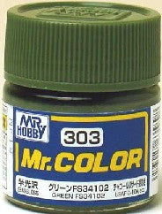 Mr Hobby Paints 303 Lacquer Based Semi-Gloss Green FS34102 10ml Bottle (6/Bx) 