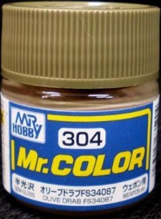 Mr Hobby Paints 304 Lacquer Based Semi-Gloss Olive Drab FS34087 10ml Bottle (6/Bx)