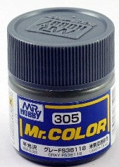 Mr Hobby Paints 305 Lacquer Based Semi-Gloss Gray FS36118 10ml Bottle (6/Bx)