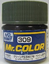 Mr Hobby Paints 309 Lacquer Based Semi-Gloss Green FS34079 10ml Bottle (6/Bx)