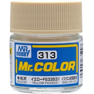 Mr Hobby Paints 313 Lacquer Based Semi-Gloss Yellow FS33531 10ml Bottle (6/Bx)