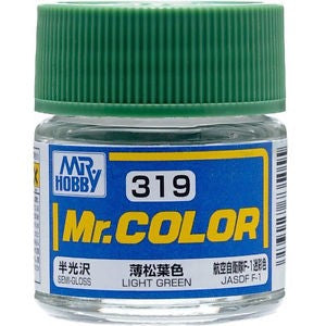 Mr Hobby Paints 319 Lacquer Based Semi-Gloss Light Green 10ml Bottle (6/Bx)