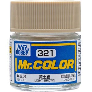 Mr Hobby Paints 321 Lacquer Based Semi-Gloss Light Brown 10ml Bottle (6/Bx)