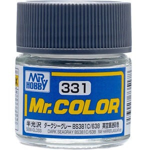 Mr Hobby Paints 331 Lacquer Based Semi-Gloss Dark Sea Gray BS381C/638 10ml Bottle (6/Bx)