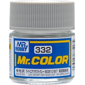 Mr Hobby Paints 332 Lacquer Based Semi-Gloss Light A/C Gray BS381C/627 10ml Bottle (6/Bx) 