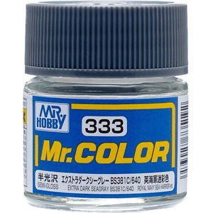 Mr Hobby Paints 333 Lacquer Based Semi-Gloss Extra Dark Sea Gray BS381C/640 10ml Bottle (6/Bx)