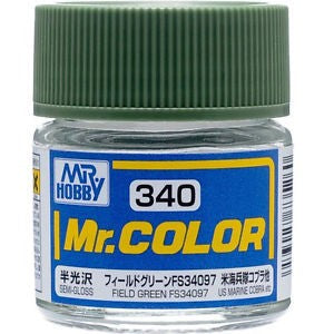 Mr Hobby Paints 340 Lacquer Based Semi-Gloss Field Green FS34097 10ml Bottle (6/Bx)