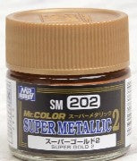 Mr Hobby Paints SM202 Super Metallic 2 Gold Lacquer 10ml Bottle (6/Bx)