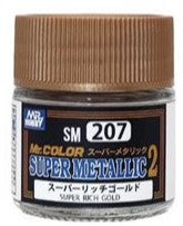 Mr Hobby Paints SM207 Super Metallic 2 Rich Gold Lacquer 10ml Bottle (6/Bx)