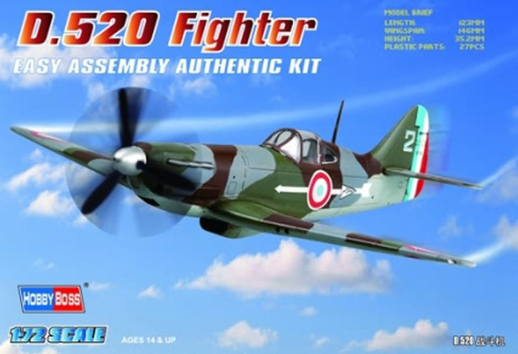 Hobby Boss 80237 1/72 D520 French Fighter (Easy Assembly)