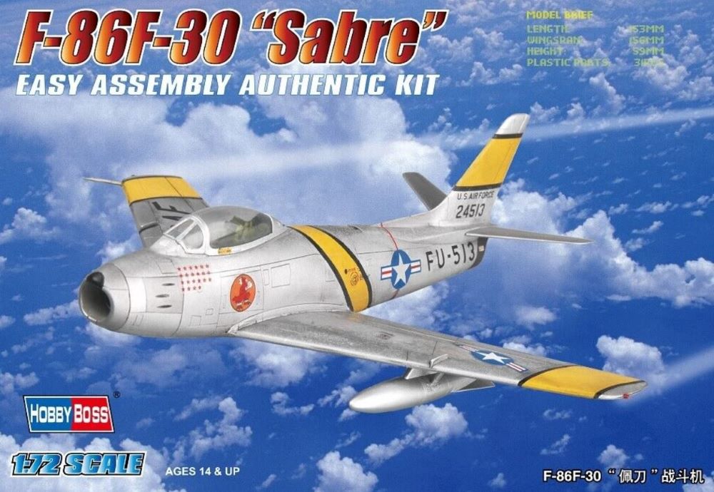 Hobby Boss 80258 1/72 F86F30 Sabre Fighter (Easy Assembly)