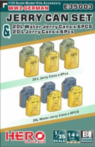 Hero Hobby Kits E35003 1/35 WWII German Jerry Cans (6) & Water Jerry Cans (6) 