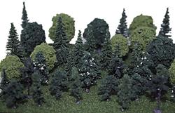 Heki Mini Forest 301 All Scale Assorted Trees -- 1-1/2 to 3-1/2" 3.8 to 8.9cm pkg(40)