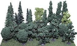 Heki Mini Forest 304 All Scale Assorted Trees -- 3 to 5" 7.6 to 12.7cm pkg(24)