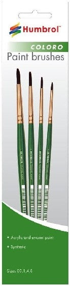 Humbrol 4050 Coloro Paint Brushes Sizes 00, 1, 4, 8