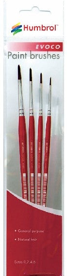 Humbrol 4150 Evoco Paint Brushes Sizes 0, 2, 4, 6