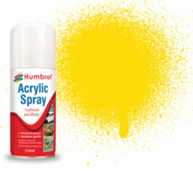 Humbrol 6069 150ml Acrylic Gloss Yellow Spray