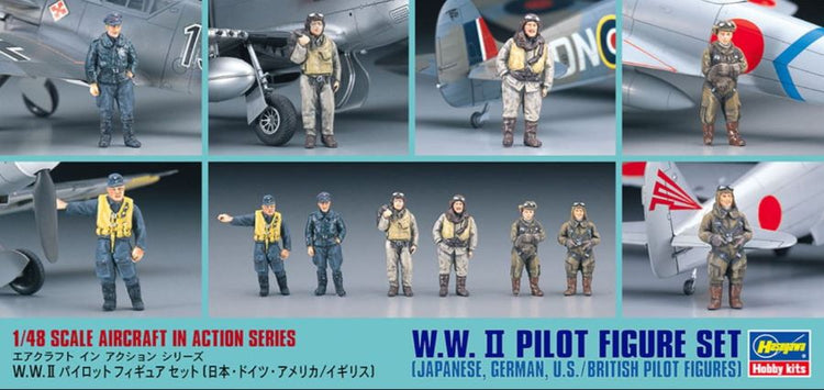 Hasegawa 36007 1/48 WWII Pilot Figure Set: US, German, British, Japanese
