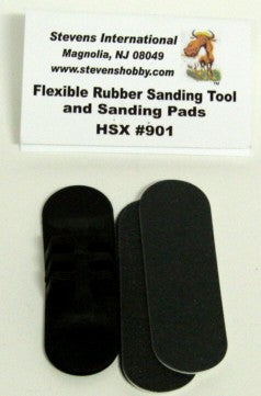 Hobby Stix 901 Flexible Rubber Sanding Tool w/3 diff Waterproof Sanding Pads (Bagged)