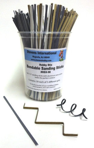 Hobby Stix 98 Hobby Stix Bendable Sanding Sticks Counter Canister (50ea of 5 diff grits)