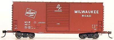 Hi-Tech Details 7107 HO Scale Pullman-Standard PS-1 40' Hy-Cube Boxcar - Kit (Plastic) -- Milwaukee Road #4617 (Boxcar Red)