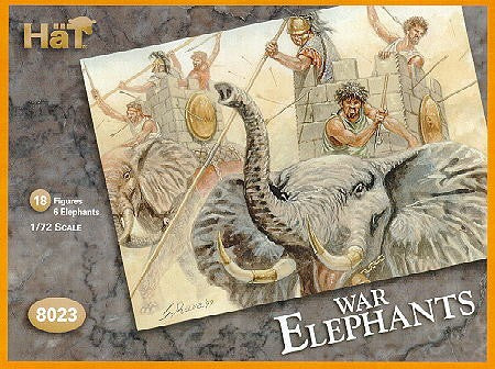 Hat Industries 8023 1/72 War Elephants (6 w/18 Figs)