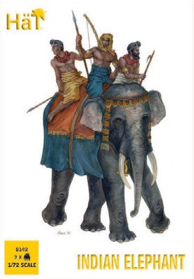 Hat Industries 8142 1/72 Indian Elephant (2 w/3 Figs)