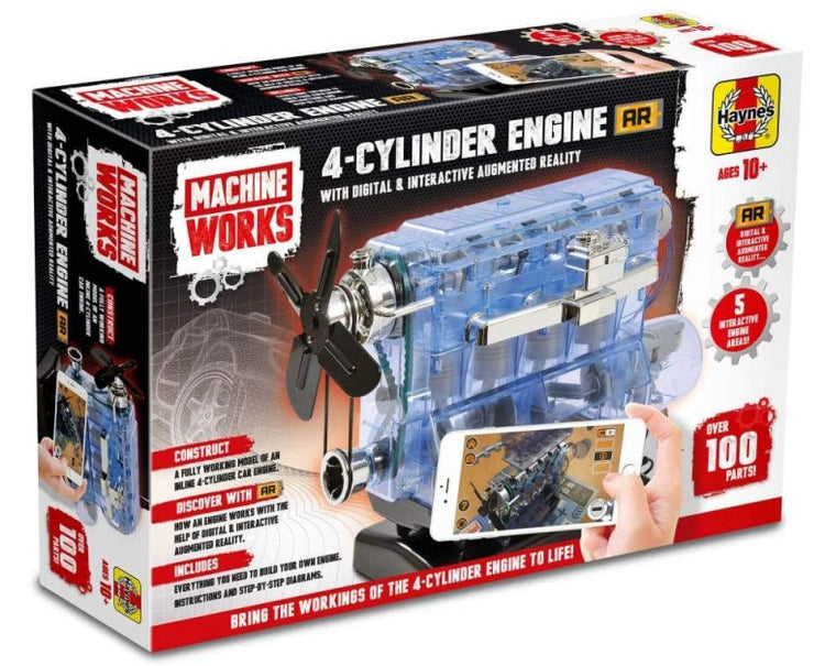 Haynes Engines 81413 Visible Working 4-Cylinder Engine w/Electric Motor & Sound (7"h x 10.6"w x 5.5"d)