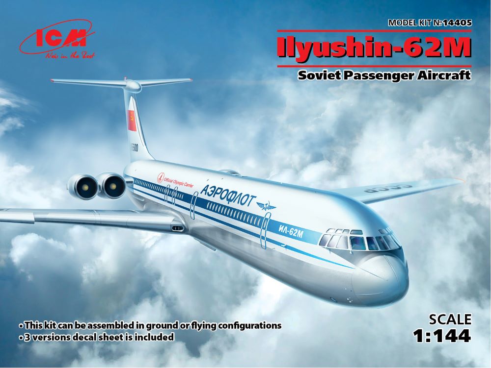 ICM Models 14405 1/144 Soviet Ilyushin IL62M Passenger Airliner