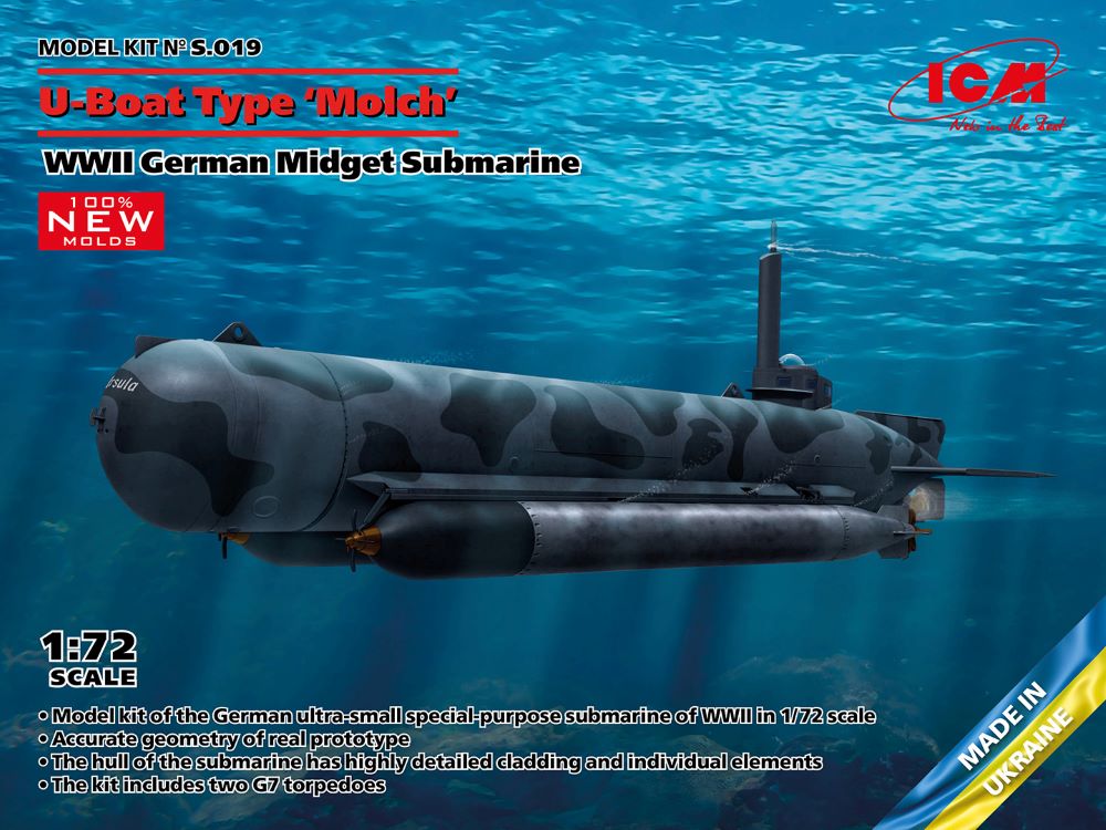 ICM Models 19 1/72 WWII German U-Boat Type Molch Midget Submarine