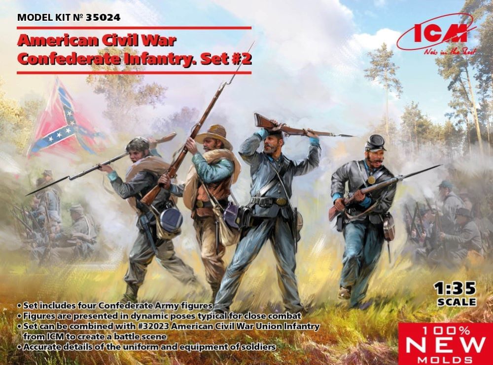 ICM Models 35024 1/35 American Civil War Confederate Infantry Set #2 (4)