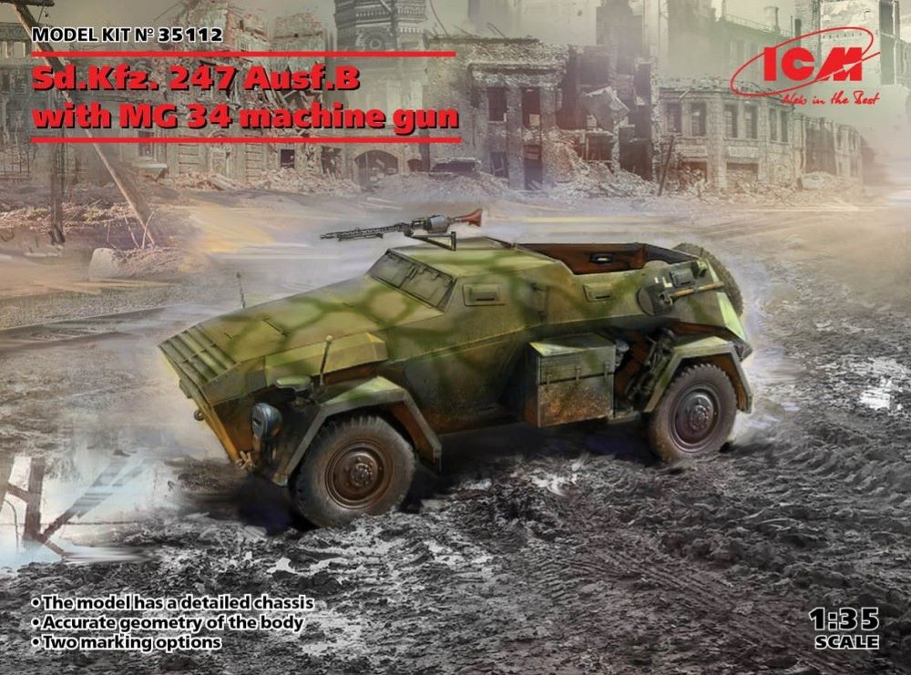 ICM Models 35112 1/35 SdKfz 247 Ausf B Armored Vehicle w/MG 34 Machine Gun