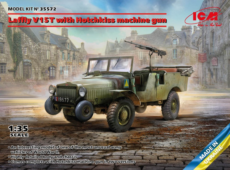 ICM Models 35572 1/35 WWII Laffly V15T Vehicle w/Hotchkiss Machine Gun