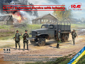 ICM Models 35588 1/35 WWII German G7107 Stake Body Truck w/Infantry Figures (4)