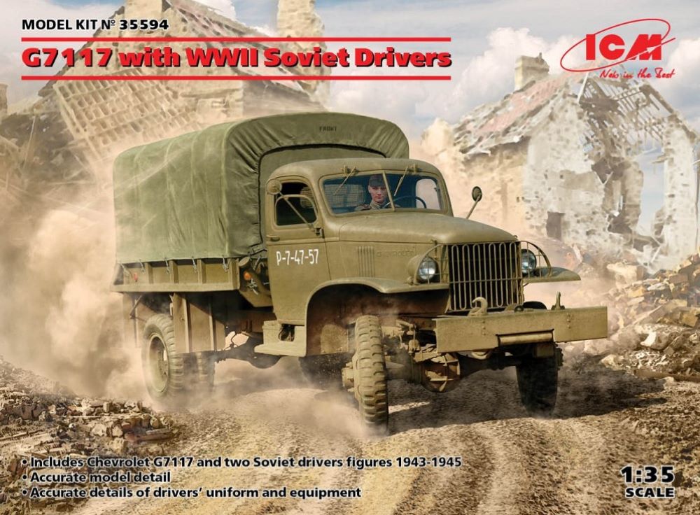 ICM Models 35594 1/35 WWII Soviet Army G7117 Truck w/2 Drivers