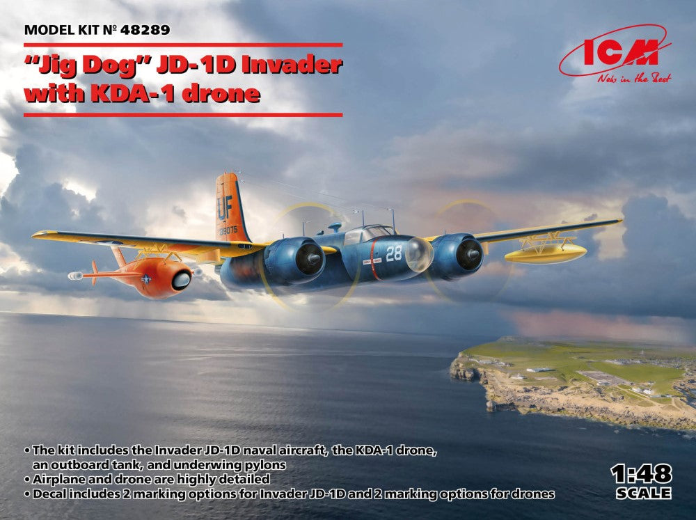 ICM Models 48289 1/48 US Navy Jig Dog JD1D Invader Aircraft w/KDA1 Drone