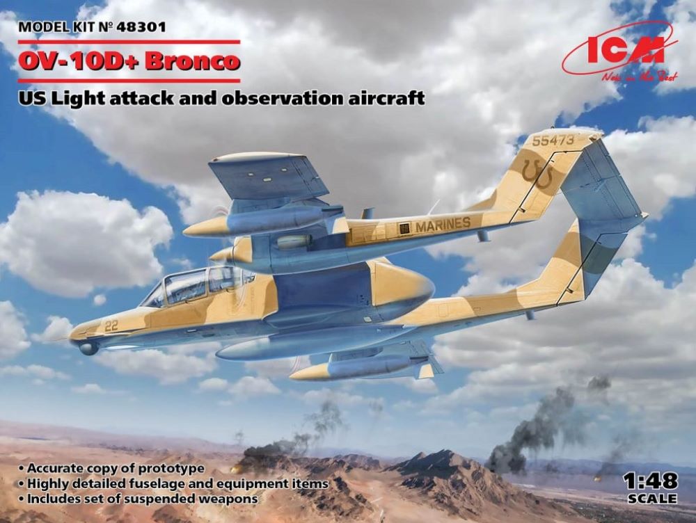 ICM Models 48301 1/48 US OV10D+ Bronco Light Attack/Observation Aircraft