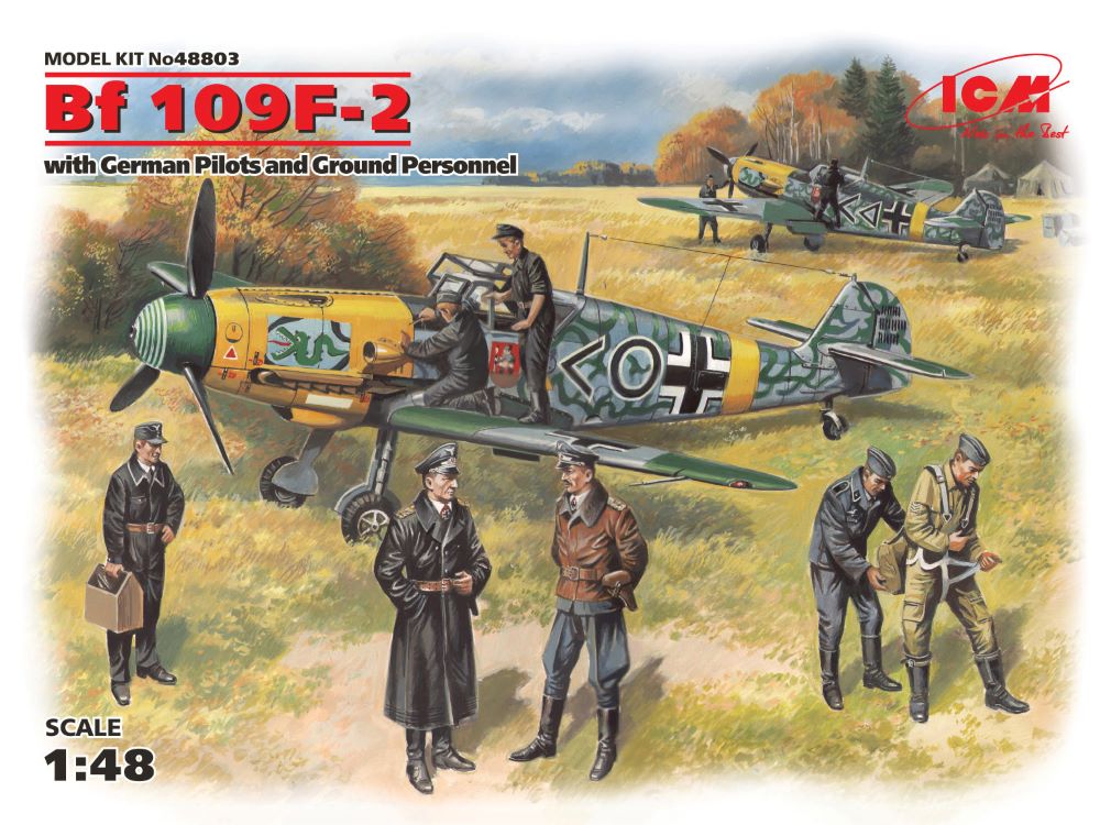 ICM Models 48803 1/48 German Bf109F2 Fighter w/Pilots & Ground Personnel (7) 1939-45