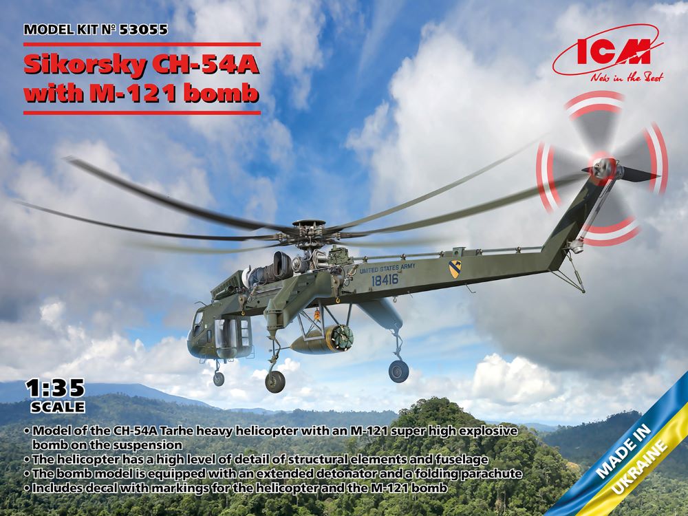 ICM Models 53055 1/35 US Sikorsky CH54A Heavy Helicopter w/M121 Bomb