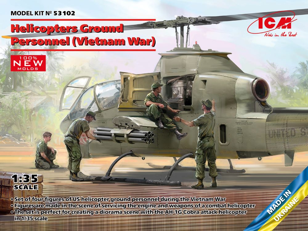 ICM Models 53102 1/35 US Army Helicopters Ground Personnel (Vietnam War) (New Tool)