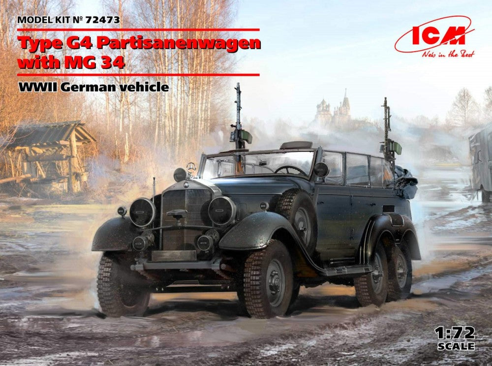 ICM Models 72473 1/72 WWII German Type G4 Partisanenwagen Vehicle w/2 MG 34 Machine Guns 