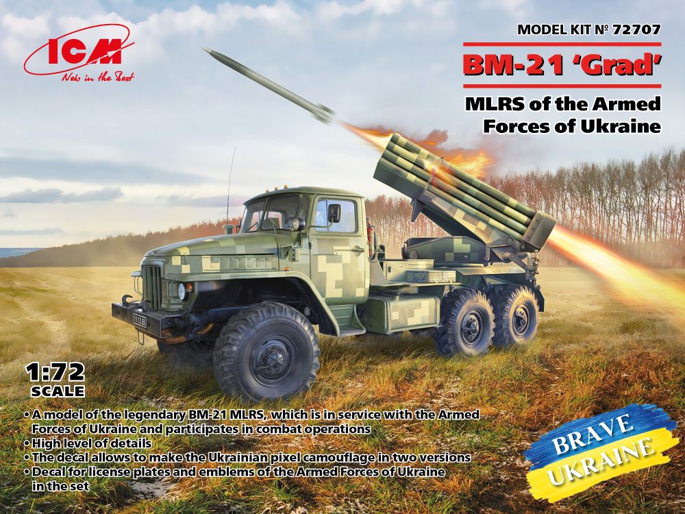ICM Models 72707 1/72 Brave Ukraine: BM21 Grad MLRS of the Armed Forces of Ukraine