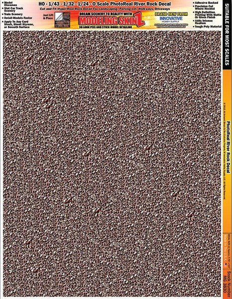 Innovative Hobby Supply 3830 Multi-Scale Modeling SkinZ PhotoReal Peel & Stick Decals: River Rock (D)
