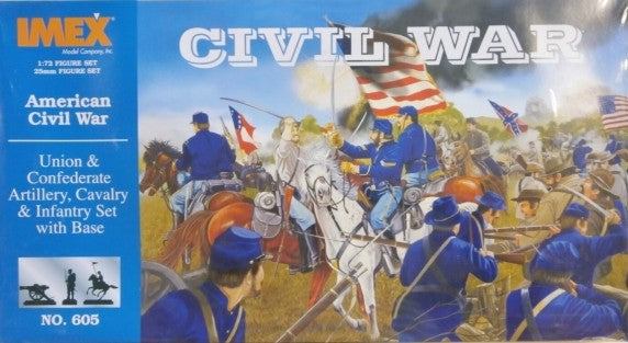 Imex 605 1/72 Civil War Union & Confederate Artillery, Cavalry, Infantry Diorama Set w/Base