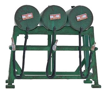 Imex 6128 HO Scale Perma-Scene(TM) - Assembled -- Small Triple Fuel Tanks