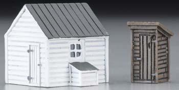 Imex 6338 N Scale Perma-Scene(TM) - Assembled -- Outhouse & Garage